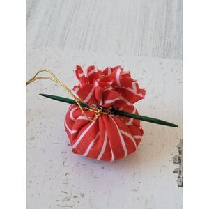 Red striped Santa toy sack ornament Xmas decor